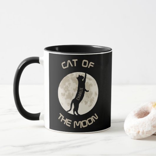 Katze des Mondes Personalisiere Bezeichnung Tasse (Mit Donut)