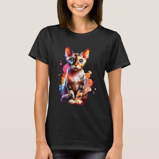 Katze Devon Rex T-Shirt (Vorderseite)