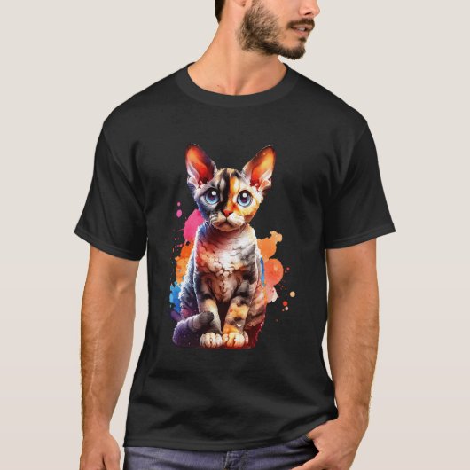 Katze Devon Rex T-Shirt (Vorderseite)