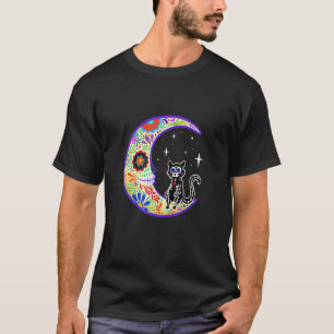 Katze Dia De Los Muertos Skelett Zucker Schädel T-Shirt