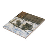 Katze, die auf einem Bett durch Claude Monet Fliese (Seite)