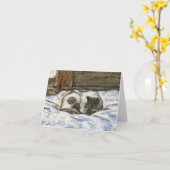 Katze, die auf einem Bett durch Claude Monet Karte (Gelbe Blume)