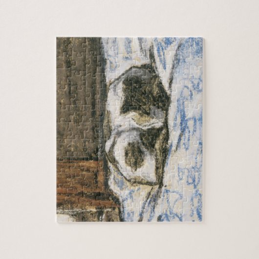 Katze, die auf einem Bett durch Claude Monet Puzzle (Vertikal)
