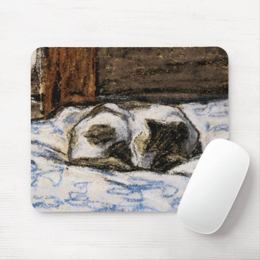 Katze, die auf einem Bett schläft Mousepad (Mit Mouse)