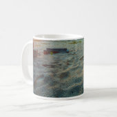 Katze, die auf einem Strand sitzt Kaffeetasse (Vorderseite Links)