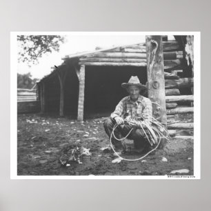 Katze, die aus einer Kaffedose heraus isst Poster