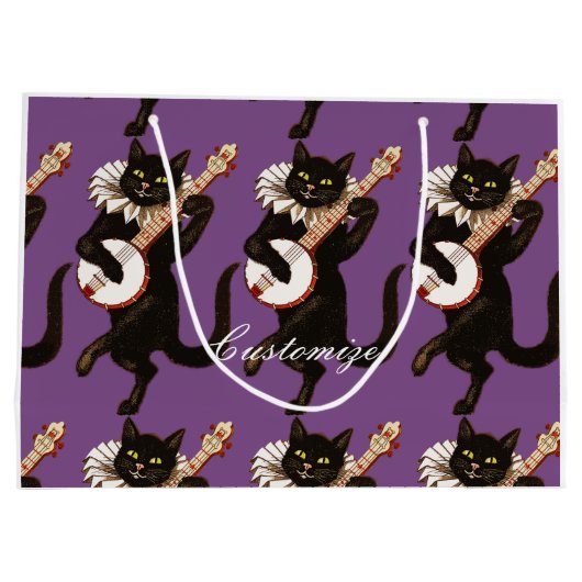 Katze, die Banjo Thunder_Cove spielt Große Geschenktüte (Rückseite)