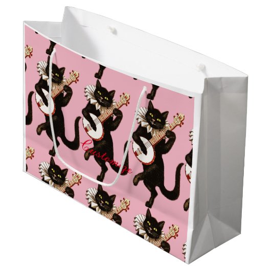 Katze, die Banjo Thunder_Cove spielt Große Geschenktüte (Vorderseite Schrägansicht)