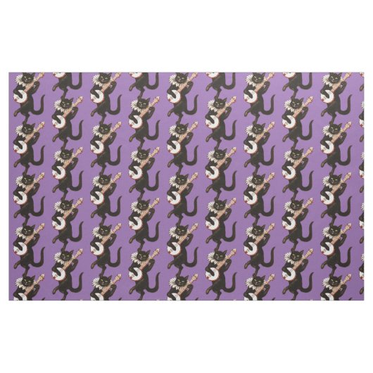 Katze, die Banjo Thunder_Cove spielt Stoff (Fat Quarter (45,7 x 55,9 cm))