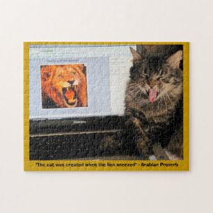 Katze, die beim Neonieren der Löwe entsteht Puzzle