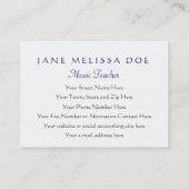 Katze, die das Cello - doppelseitig spielt Visitenkarte (Rückseite)