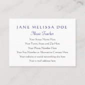 Katze, die das Cello - doppelseitig spielt Visitenkarte (Rückseite)