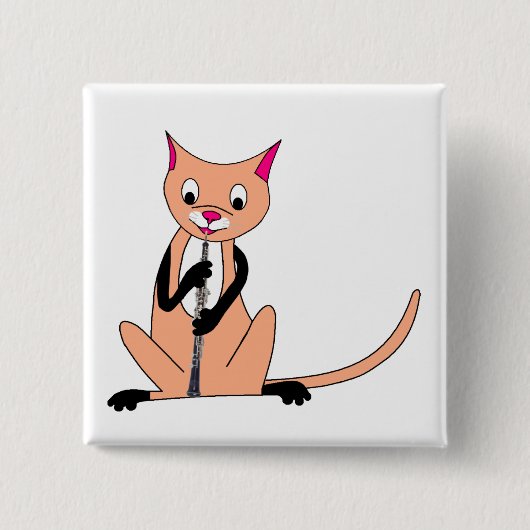 Katze, die das Oboe spielt Button (Vorderseite)