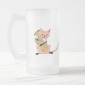 Katze, die den Euphonium spielt Mattglas Bierglas (Links)