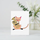 Katze, die den Euphonium spielt Postkarte (Stehend Vorderseite)