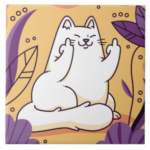 Katze, die den Finger gibt Fliese