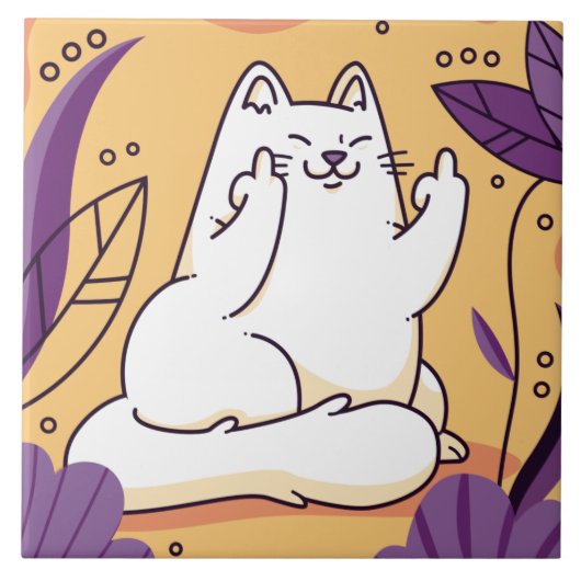 Katze, die den Finger gibt Fliese (Vorderseite)