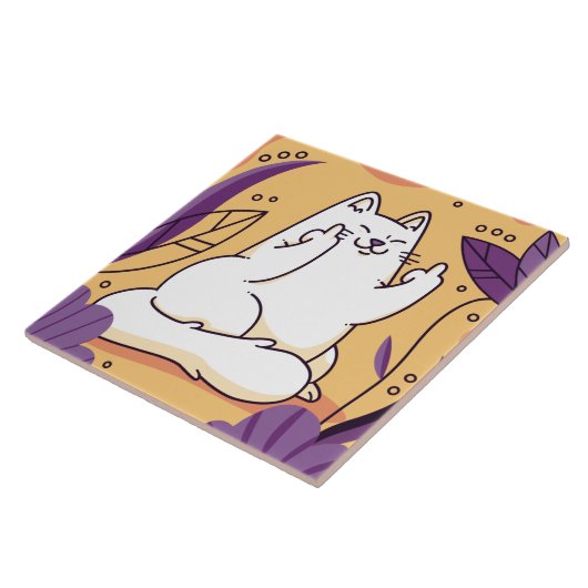 Katze, die den Finger gibt Fliese (Seite)