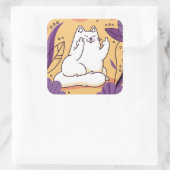 Katze, die den Finger gibt Quadratischer Aufkleber (Tasche)