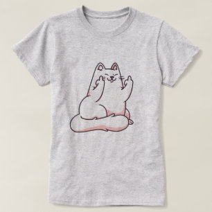 Katze, die den Finger-T - Shirt gibt