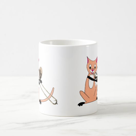 Katze, die den Trombone spielt Kaffeetasse (Mittel)