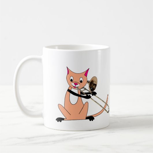 Katze, die den Trombone spielt Kaffeetasse (Links)