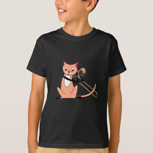 Katze, die den Trombone spielt T-Shirt (Vorderseite)