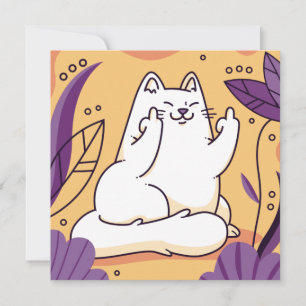 Katze, die die Weihnachtskarte des Fingers gibt Feiertagskarte
