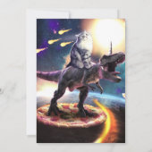 Katze, die Dinosaurier einhorn im Weltraum reiten Einladung (Rückseite)