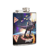 Katze, die Dinosaurier einhorn im Weltraum reiten Flachmann (Rechts)