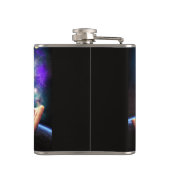 Katze, die Dinosaurier einhorn im Weltraum reiten Flachmann (Rückseite)