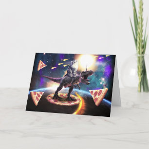 Katze, die Dinosaurier einhorn im Weltraum reiten Karte