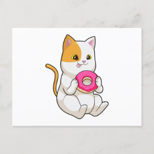 Katze die Donut isst Postkarte