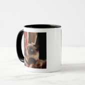 Katze, die durch Steppdecke späht Tasse (Vorderseite Links)