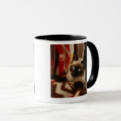 Katze, die durch Steppdecke späht Tasse (VorderseiteRechts)