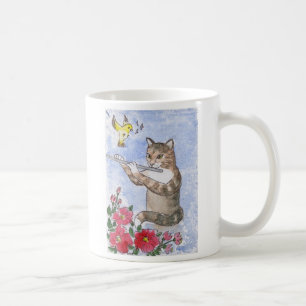 Katze, die eine Flöte spielt Kaffeetasse