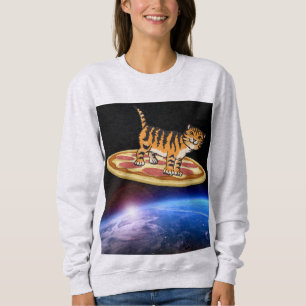 KATZE, DIE EINE PIZZA IN RAUMFAHRTSPIELEN MIT lust Sweatshirt