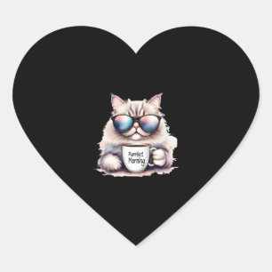 Katze, die eine Sonnenbrille trägt und eine Tasse Herz-Aufkleber