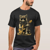 Katze, die eine Sonnenbrille trägt und Gitarre Git T-Shirt (Vorderseite)