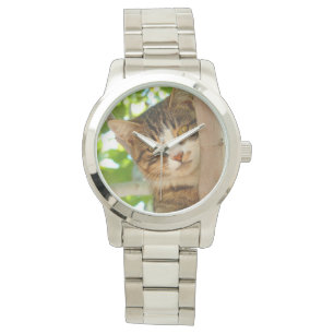 Katze, die einen Baum klettert Armbanduhr