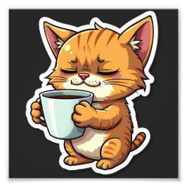 Katze, die einen Kaffee hält Fotodruck