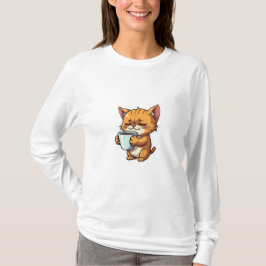 Katze, die einen Kaffee hält T-Shirt
