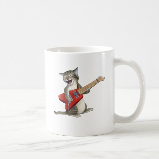 Katze, die Gitarre spielt Kaffeetasse (Rechts)