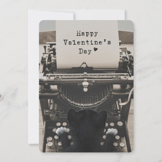 Katze, die glücklichen Valentinstag schreibt - Feiertagskarte (Vorderseite)