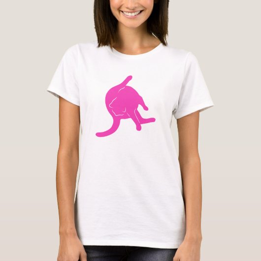 Katze, die Hintern-T - Shirt (rosa, leckt (Vorderseite)