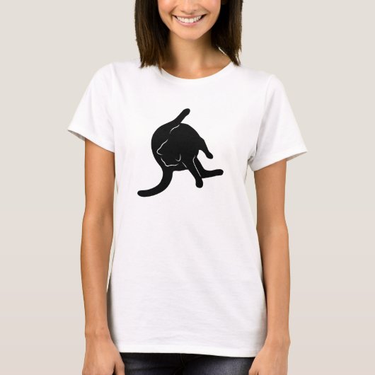 Katze, die Hintern-T - Shirt (schwarze, leckt (Vorderseite)