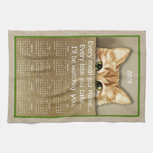 Katze, die ich dir beim Song Parody 2024 Calendar  Geschirrtuch (Horizontal)