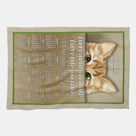 Katze, die ich dir beim Song Parody 2025-Kalender  Geschirrtuch (Horizontal)