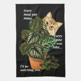 Katze, die ich dir dabei zusehen werde, wie du mit geschirrtuch