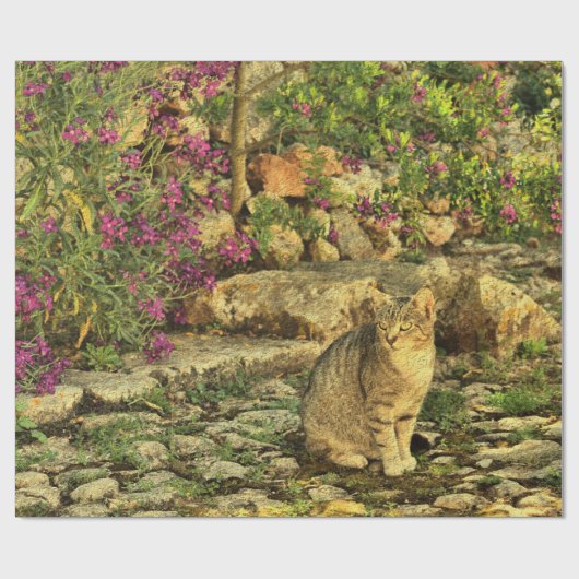 Katze, die im Garten sitzt Geschenkpapier (Flach)